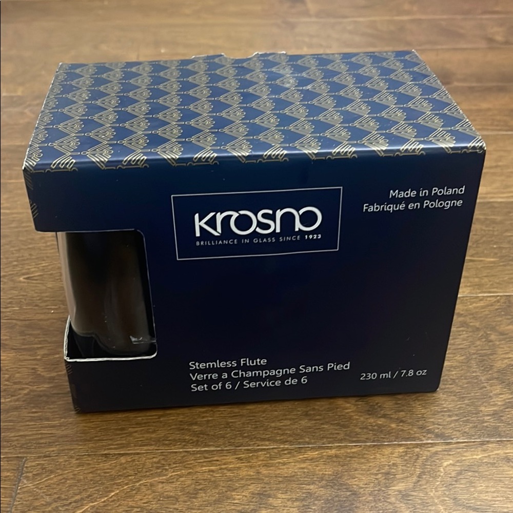 New, Stemless Flute Glass Set of 6